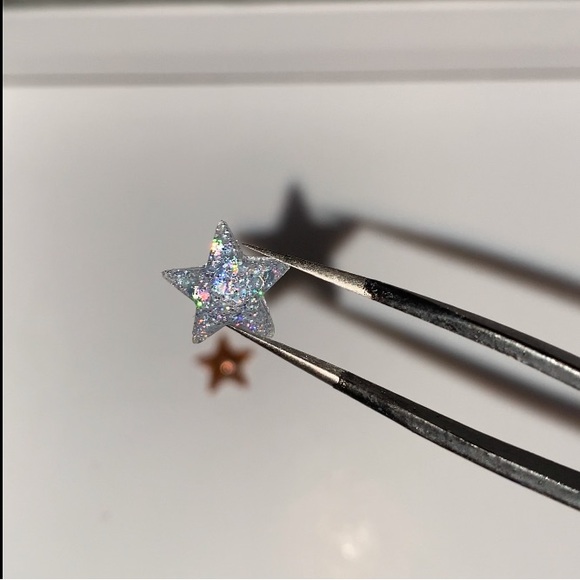 10pcs 3D Nail Charms Gold & Silver Glitter Large Stars -Made for All Nail Length - Picture 1 of 12